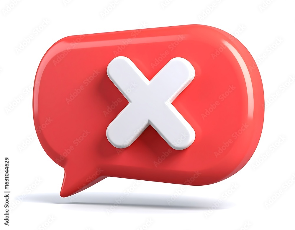 Fototapeta premium Red speech bubble with a white X