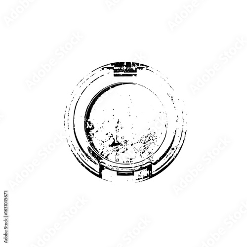 Vector Circular manhole cover with detailed rim.