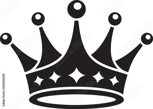 Classic black silhouette crown with ornate details and five points