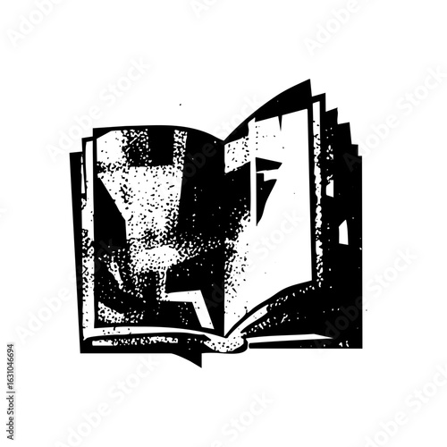 Vector Open book with a turning page.