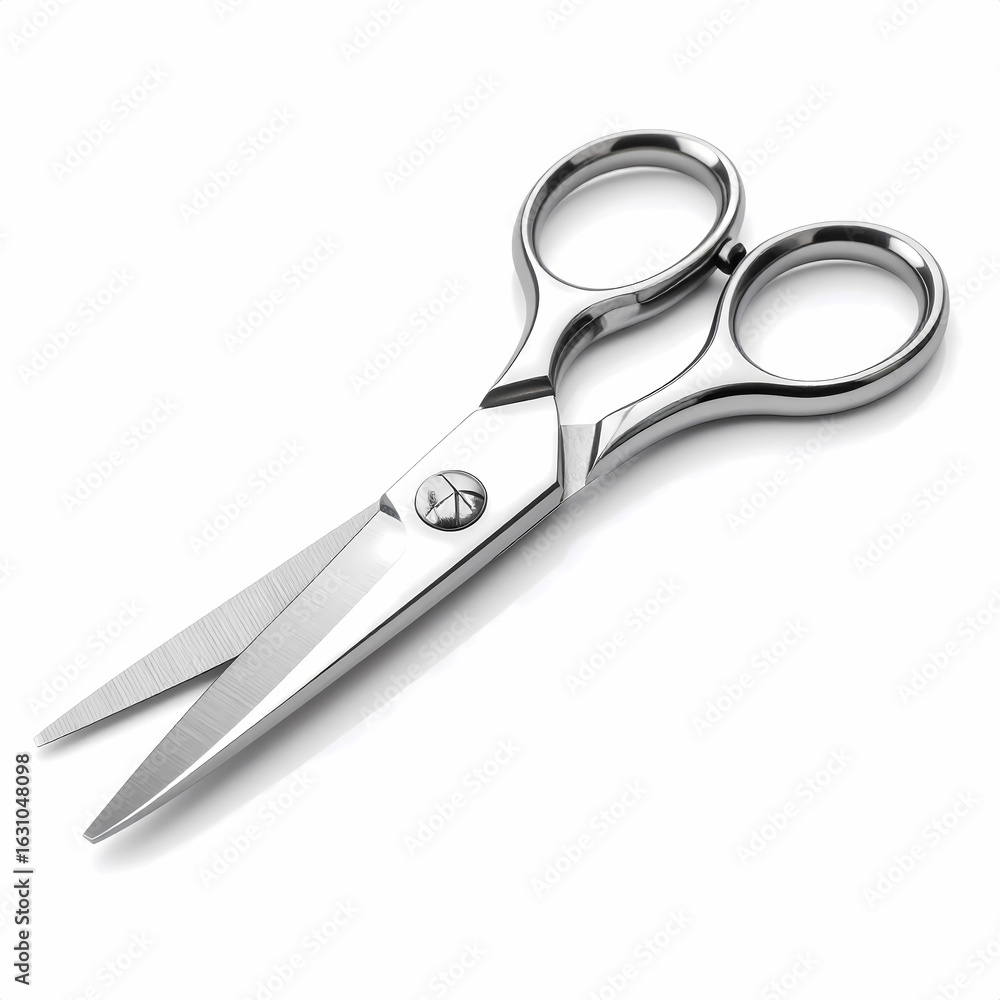 Fototapeta premium Shiny metal scissors stationery cutting tool for paper fabric and craft