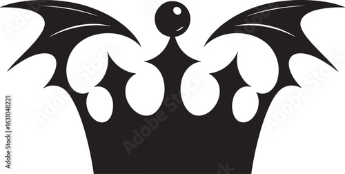 Gothic crown with bat wings and jewel emblematic of dark royalty