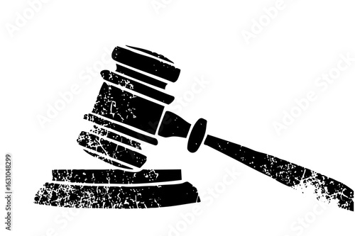 Vector Distressed gavel symbolizes legal justice and authority.