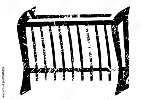 Vector Black and white of a classic baby crib.