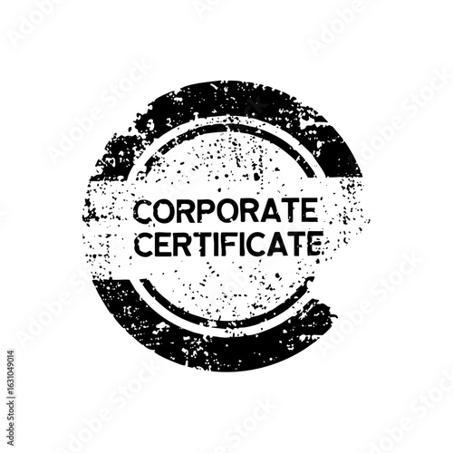 Vector Distressed Circular Stamp with Corporate Certificate Text