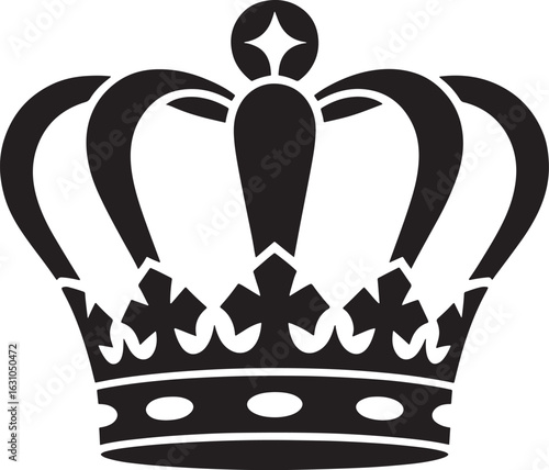 Classic black silhouette of a royal crown with ornate detailing