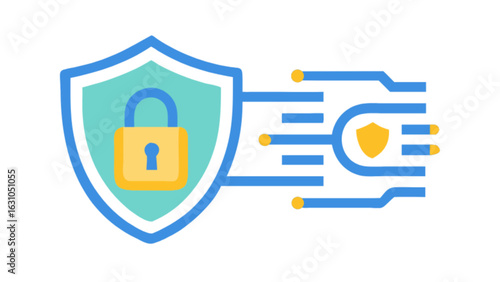 Cyber security shield padlock data protection network safety online privacy and antivirus concept vector