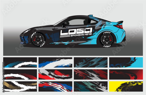 Collection of vector designs for car wrap decals, vector templates, suitable for racing, rally, drift, or daily use.