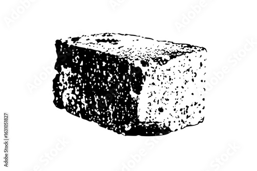 Vector Detailed of a textured bread slice with a porous interior.