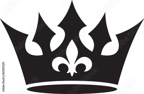 Stylized black and white crown with fleur de lis emblem