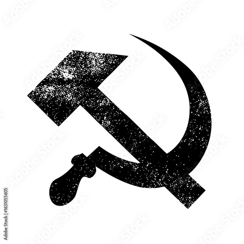 Vector Black silhouette of a hammer and sickle symbol.
