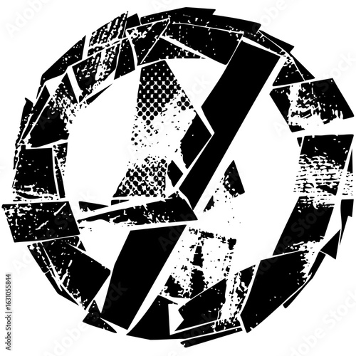 Vector Abstract fractured circular with bold elements.
