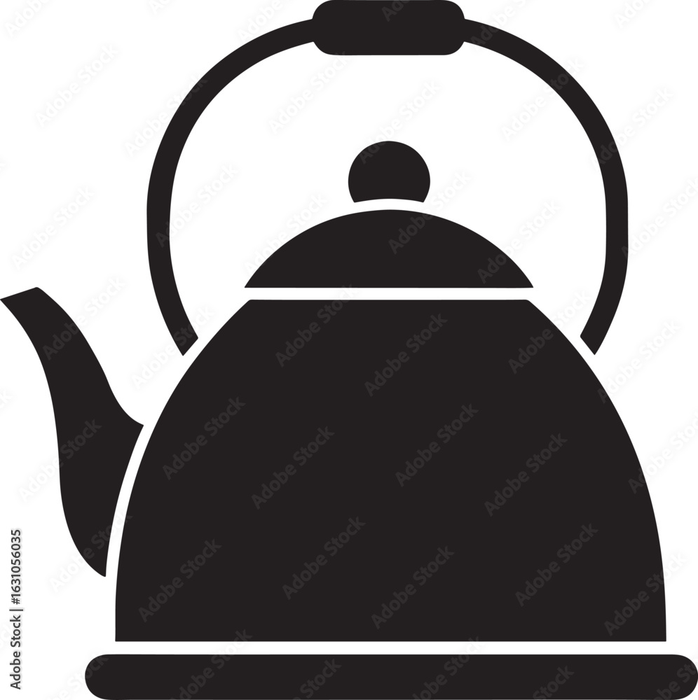 Obraz premium Black silhouette of a classic teapot isolated on white background