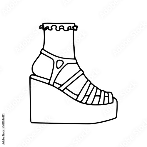 retro 90s grunge style: high heel sandal with socks