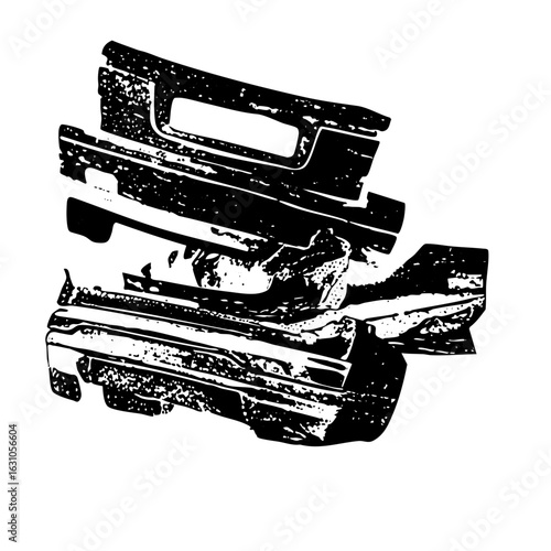 Vector Stacked automotive bumpers in monochrome style.