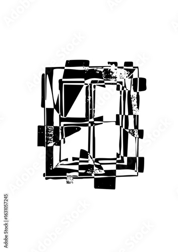Vector Abstract geometric composition featuring intersecting cuboids.