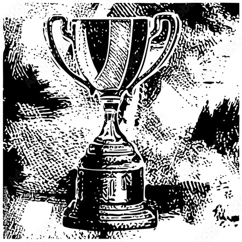 Vector Detailed of a gleaming trophy with handles.