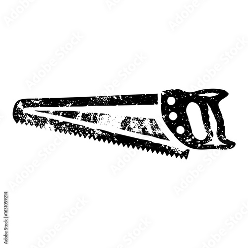 Vector Detailed of a hand saw with a textured handle.