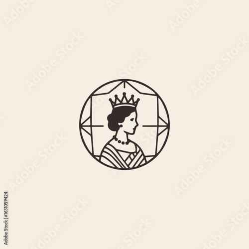 Woman king logo vector icon illustration style