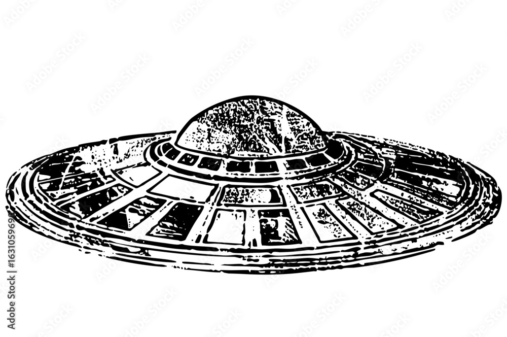 Obraz premium Vector Detailed of a classic flying saucer spacecraft.