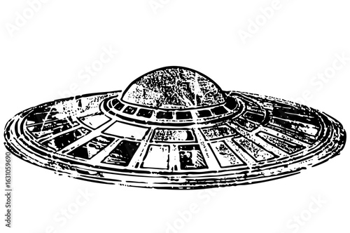 Vector Detailed of a classic flying saucer spacecraft.