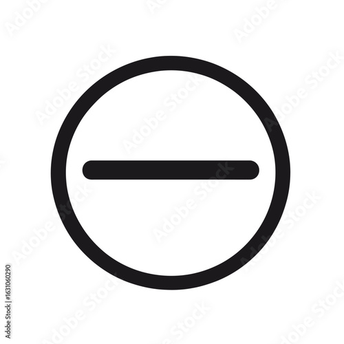 Black Round Minus Sign Icon Isolated on Transparent Background