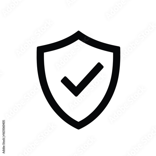 Free Download Black Shield with Check Mark Icon on Transparent Background in Minimalist Style - GFXLoad