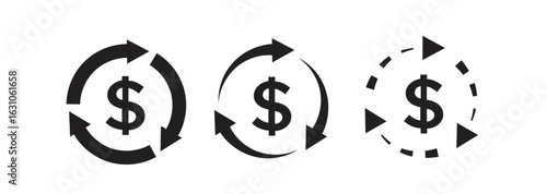 Dollar Circulation and Financial Flow Icon Set