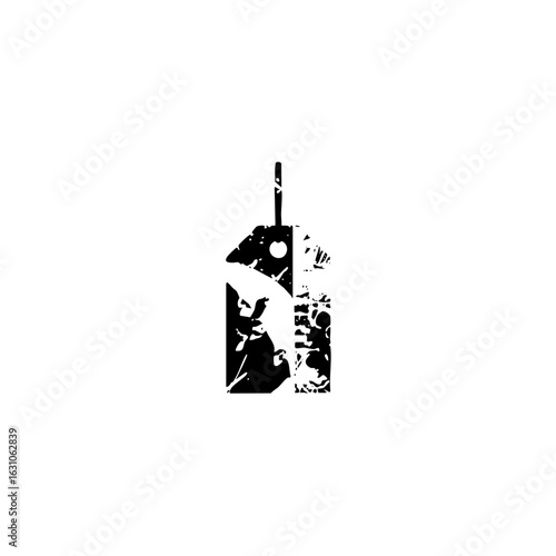 Vector Stylized bounty hunter silhouette with blaster .
