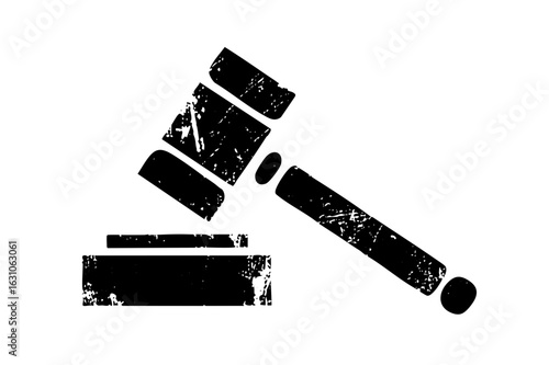 Vector Black gavel and sound block representing justice and law.