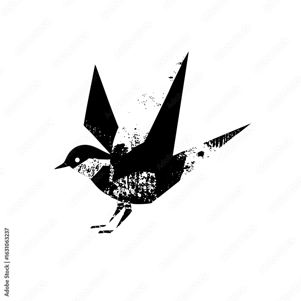 Fototapeta premium Vector Dynamic bird with spread wings in monochrome style.