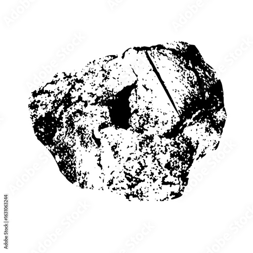 Vector Abstract stone with jagged edges and a central fissure.