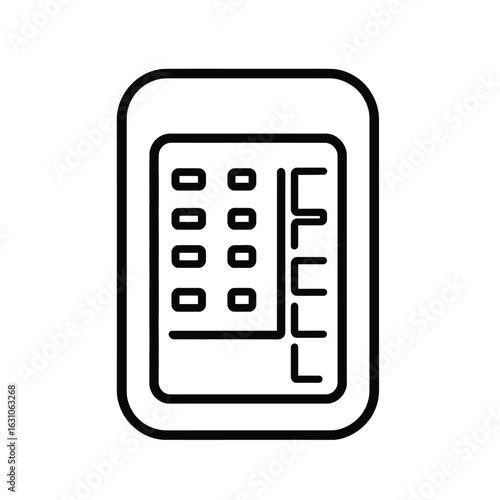 Circuit breaker panel on transparent background. Outline of electrical box board
