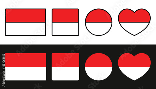 Free Download Indonesian national flag, circle, heart icon. Illustration vector - GFXLoad