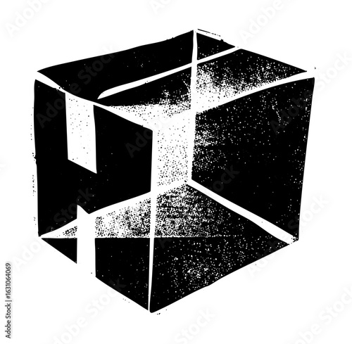 Vector Abstract geometric cube with cutaway .