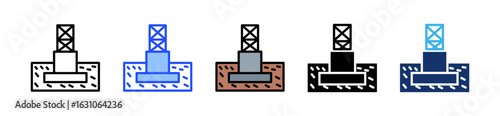 Building Foundation Icon Collection With Multiple Styles