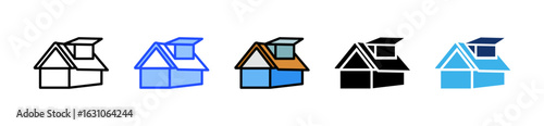 Roof Design Icon Collection With Multiple Styles