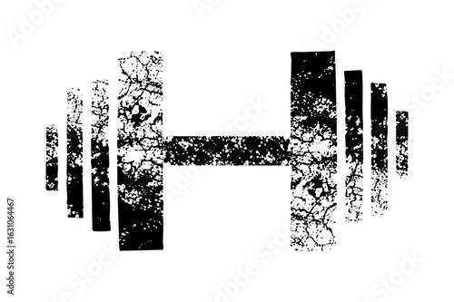 Vector Abstract barbell with distressed texture.