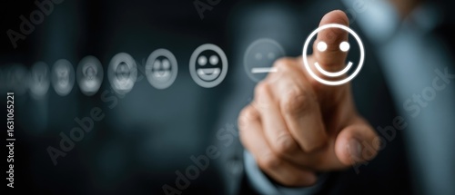 Businessperson selecting positive feedback