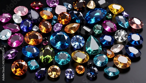 Wallpaper Mural Colorful gemstones collection on black background Torontodigital.ca