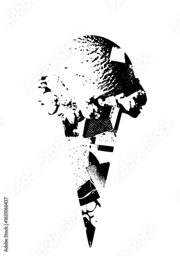 Vector Dramatic silhouette of a masked vigilante in a dynamic pose.