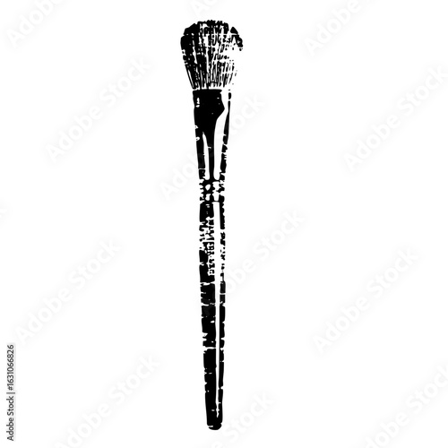 Vector Black makeup brush with a textured artistic style.