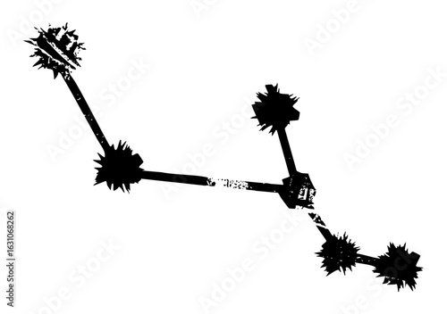 Vector Abstract connection of spiky vector elements forms a dynamic network.