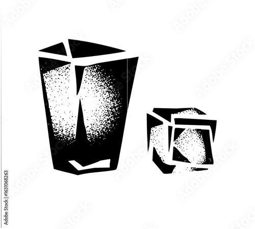 Vector Abstract geometric shapes with textured fill create a modern .