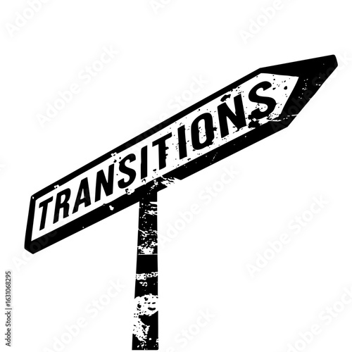 Vector Directional signpost points towards Transitions with bold typography.