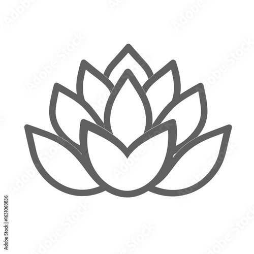 Gray Lotus Flower Outline with Transparent Background Elegant and Spiritual Design