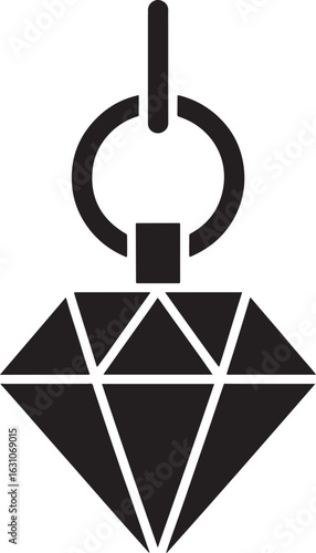 Stylized black silhouette of a diamond pendant hanging from a bail