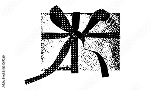 Vector Festive gift box with a dotted and elegant bow.