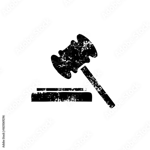Vector Black gavel resting on sound block .