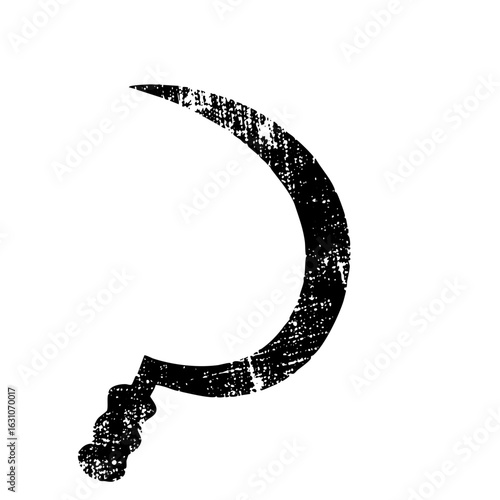 Vector Vintage sickle with a textured distressed effect.